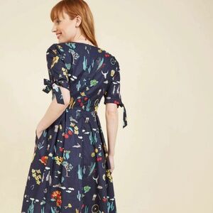 ModCloth Frock Shop Navy Blue Marvelous Miscellany A-Line Dress Small